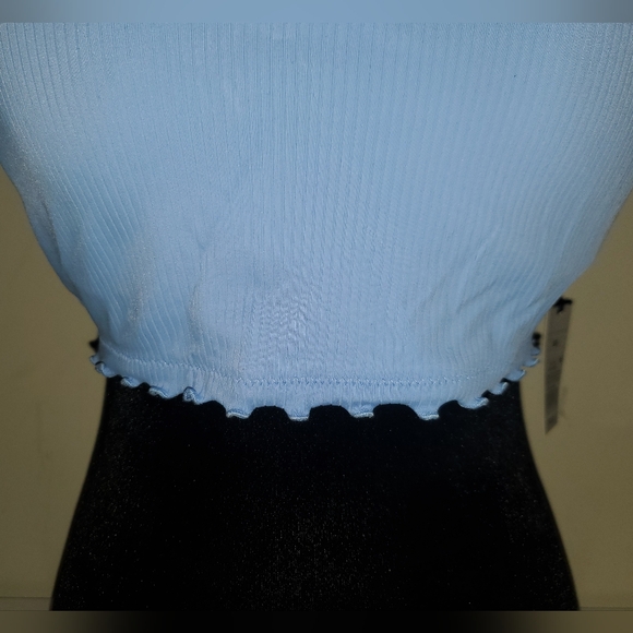 Shade & Shore Women's lightly Lined Longline Light Blue Ribbed Bikini NWT Sz 38D - Picture 6 of 10